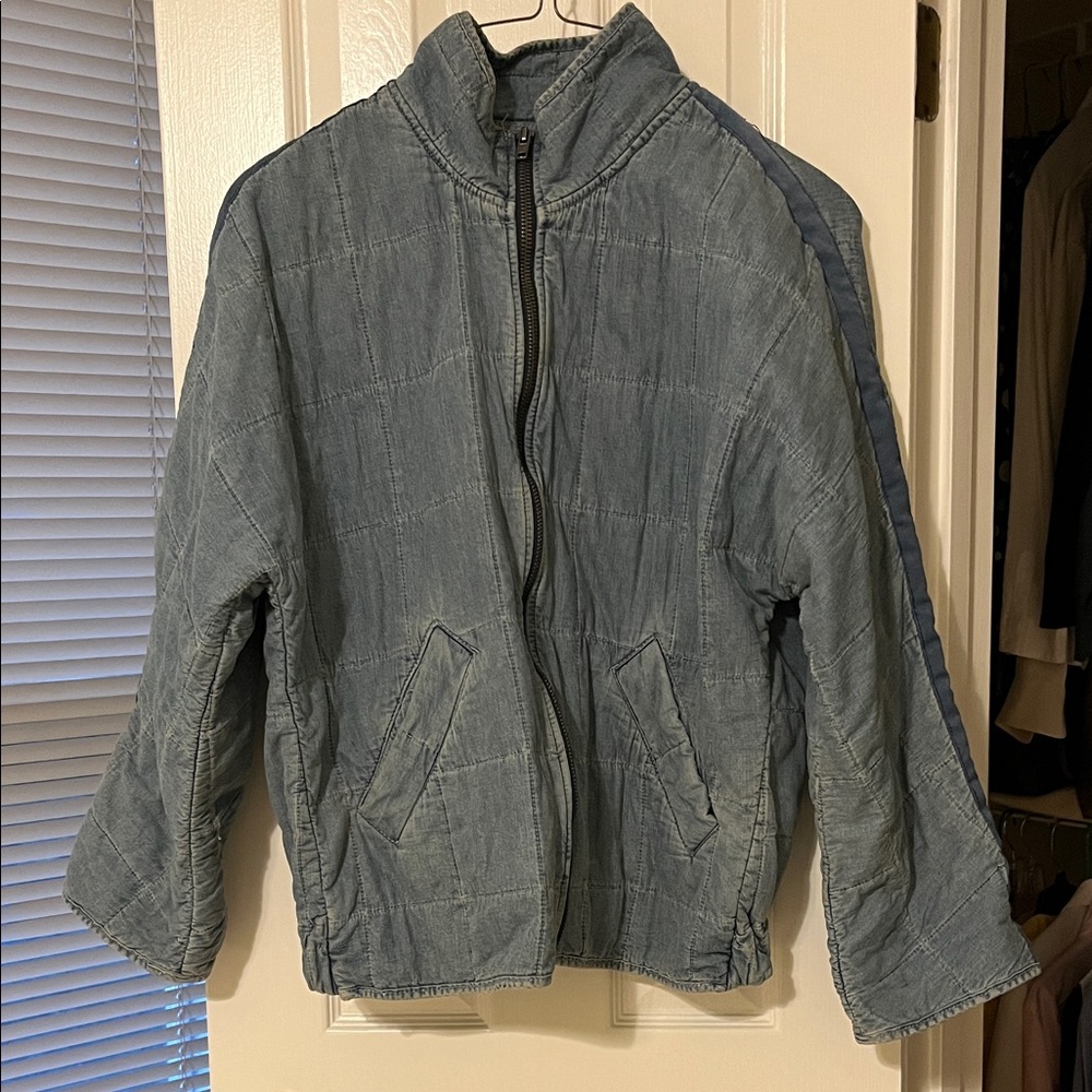 Free People Blue Dolman Quilted Zip-Up Jacket - Picture 2 of 6